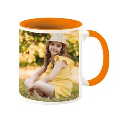 Taza personalizada con Asa e interior naranja 15101