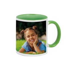 Taza personalizada con asa e interior verde 15102